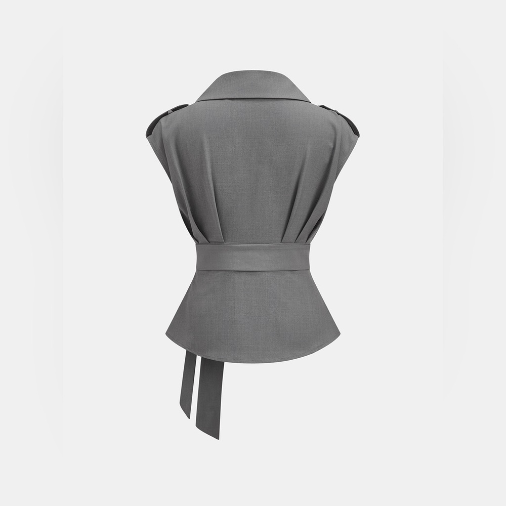 Commense Wrap Top /Pleated Pants Set - Picture 2 of 6